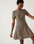 Jersey Printed Mini Skater Dress