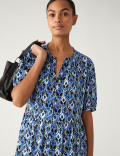 Printed Knee Length Shirt Dress