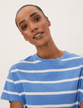 Pure Cotton Striped Midi T-Shirt Dress