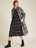 Polka Dot Round Neck Midi Waisted Dress