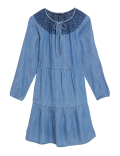 Pure Tencel Plain V-Neck Dress