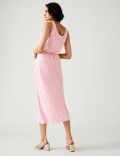 Linen Rich Printed Midaxi Waisted Dress