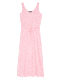 Linen Rich Printed Midaxi Waisted Dress