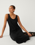 Linen Rich Jersey Midaxi Waisted Dress