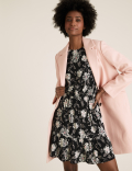 Floral Round Neck Mini Waisted Dress