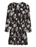Floral Round Neck Mini Waisted Dress