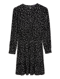Heart Print Round Neck Mini Waisted Dress