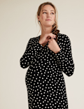 Maternity Jersey Polka Dot Skater Dress