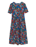 Jersey Ditsy Floral Midi Tiered Dress