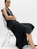 Pleated Asymmetric Midi Skirt