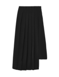 Pleated Asymmetric Midi Skirt