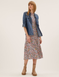 Jersey Floral Midi Tiered Dress