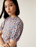 Jersey Floral High Neck Skater Dress