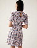Jersey Floral High Neck Skater Dress