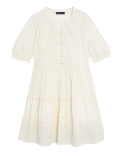 Pure Cotton Broderie V-Neck Mini Dress