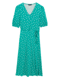 Jersey Polka Dot V-Neck Midi Tea Dress