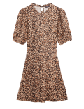 Jersey Animal Print High Neck Skater Dress