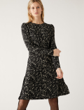Jersey Printed Mini Skater Dress