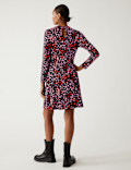 Jersey Printed High Neck Skater Dress