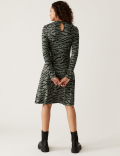 Jersey Printed High Neck Skater Dress