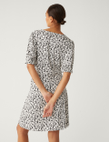 Jersey Printed Scoop Neck Mini Skater Dress