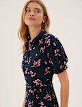 Floral Belted Mini Shirt Dress