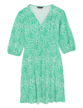 Jersey Printed V-Neck Waisted Dress