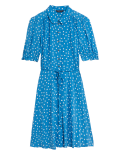Polka Dot Belted Mini Shirt Dress