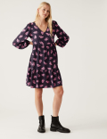 Woven Floral V-Neck Relaxed Mini Dress