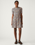 Jersey Printed Knee Length Tiered Dress
