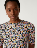 Jersey Printed Knee Length Tiered Dress