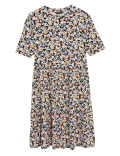 Jersey Printed Knee Length Tiered Dress