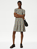 Jersey Printed Knee Length Tiered Dress