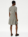 Jersey Printed Knee Length Tiered Dress