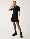 Jersey Round Neck Mini Skater Dress