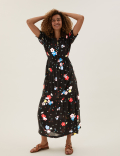 Floral Tie Detail Midaxi Tiered Dress