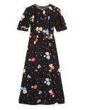 Floral Tie Detail Midaxi Tiered Dress
