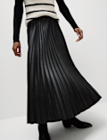 Leather Look Pleated Maxi Skirt