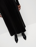 Leather Look Pleated Maxi Skirt