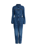 Denim Long Sleeve Utility Jumpsuit