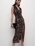 Sequin V-Neck Midi Column Dress