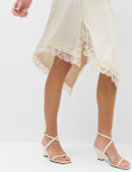 Satin Cowl Neck Lace Insert Midi Slip Dress
