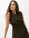 Chiffon Ruffle Detail Maxi Dress