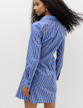 Cotton Rich Striped Mini Shirt Dress