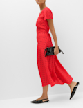 Polka Dot V-Neck Midi Tea Dress