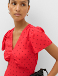 Polka Dot V-Neck Midi Tea Dress