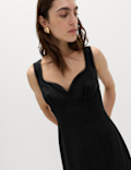 Linen Blend Tie Detail Waisted Jumpsuit