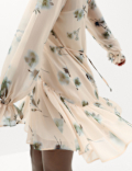 Chiffon Floral Mini Drop Waist Dress