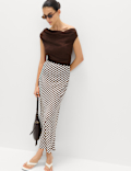 Printed Midi Slip Skirt