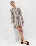 Striped Long Sleeve Mini Shift Dress